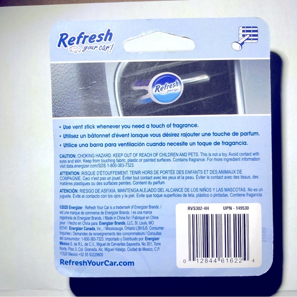 3/$15 NEW Refresh Your Car Vent Air Freshener New Car/Cool Breeze Scent 4 Sticks - Picture 2 of 16